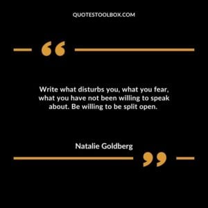 Write what disturbs you, what you fear, what you have not been willing to speak about. Be willing to be split open.