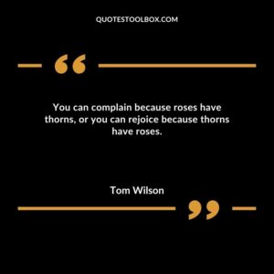 You can complain because roses have thorns or you can rejoice because thorns have roses.