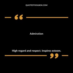 Admiration High regard and respect. Inspires esteem.