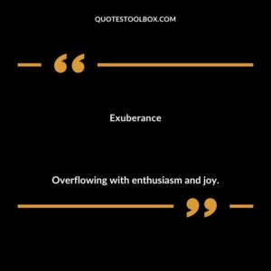 Exuberance Overflowing with enthusiasm and joy.