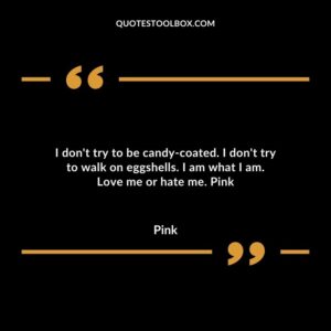 I dont try to be candy coated. I dont try to walk on eggshells. I am what I am. Love me or hate me.