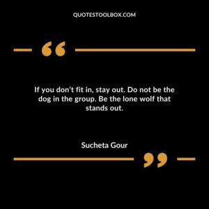 If you dont fit in stay out. Do not be the dog in the group. Be the lone wolf that stands out.