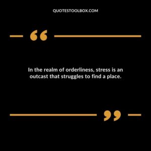 In the realm of orderliness stress is an outcast that struggles to find a place.