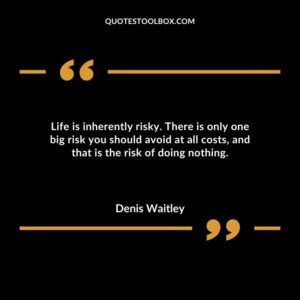 Life is inherently risky. There is only one big risk you should avoid at all costs and that is the risk of doing nothing.