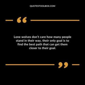 Lone wolves dont care how many people stand in their way their only goal is to find the best path that can get them closer to their goal.
