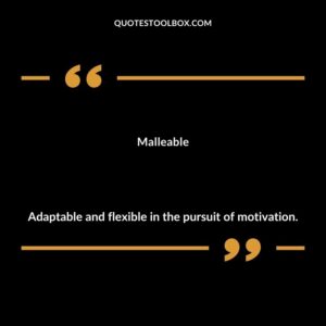 Malleable Adaptable and flexible in the pursuit of motivation.