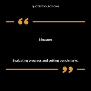 Measure Evaluating progress and setting benchmarks.