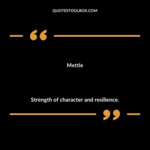 Mettle Strength of character and resilience.