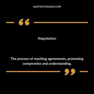 Negotiation The process of reaching agreements promoting compromise and understanding.