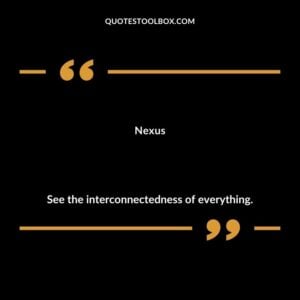 Nexus See the interconnectedness of everything.