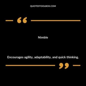 Nimble Encourages agility adaptability and quick thinking.