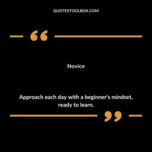 Novice Approach each day with a beginners mindset ready to learn.