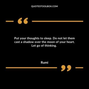 Put your thoughts to sleep. Do not let them cast a shadow over the moon of your heart. Let go of thinking.