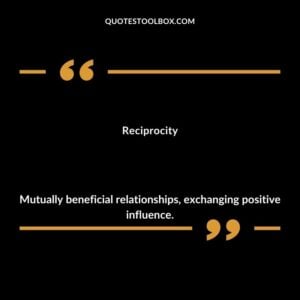 Reciprocity Mutually beneficial relationships exchanging positive influence.
