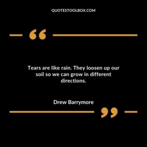 Tears are like rain. They loosen up our soil so we can grow in different directions.