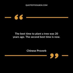 The best time to plant a tree was 20 years ago. The second best time is now.