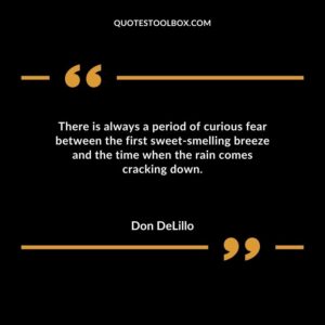 There is always a period of curious fear between the first sweet smelling breeze and the time when the rain comes cracking down.
