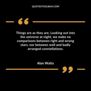 Things are as they are. Looking out into the universe at night we make no comparisons between right and wrong stars nor between well and badly arranged constellations.