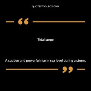 Tidal surge A sudden and powerful rise in sea level during a storm.