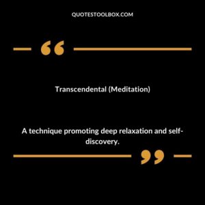 Transcendental Meditation A technique promoting deep relaxation and self discovery.