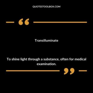 Transilluminate To shine light through a substance often for medical examination.