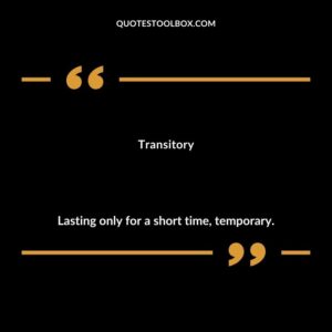 Transitory Lasting only for a short time temporary.