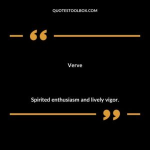 Verve Spirited enthusiasm and lively vigor.