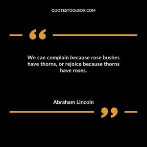 We can complain because rose bushes have thorns or rejoice because thorns have roses.