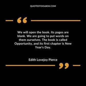 We will open the book. Its pages are blank. We are going to put words on them ourselves. The book is called Opportunity and its first chapter is New Years Day.
