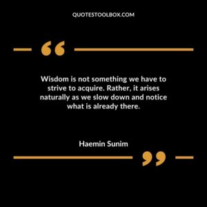 Wisdom is not something we have to strive to acquire. Rather it arises naturally as we slow down and notice what is already there.