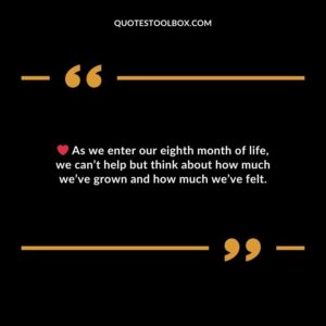 As we enter our eighth month of life we cant help but think about how much weve grown and how much weve felt.