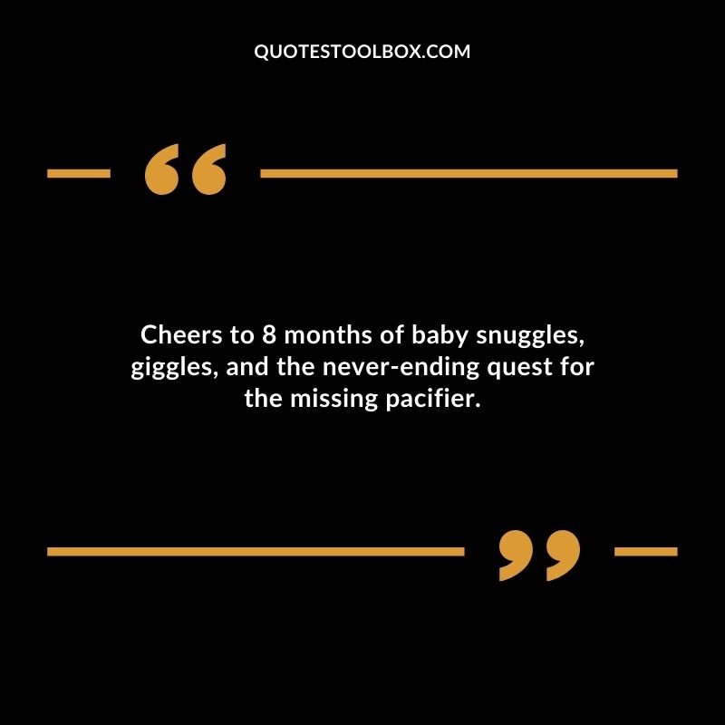 Cheers to 8 months of baby snuggles giggles and the never ending quest for the missing pacifier.