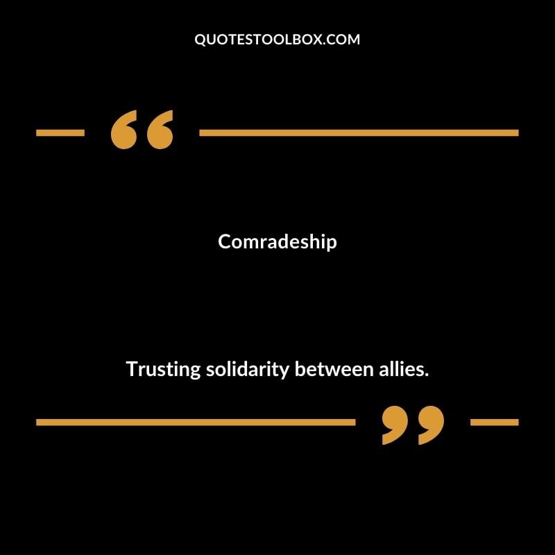 Comradeship Trusting solidarity between allies.