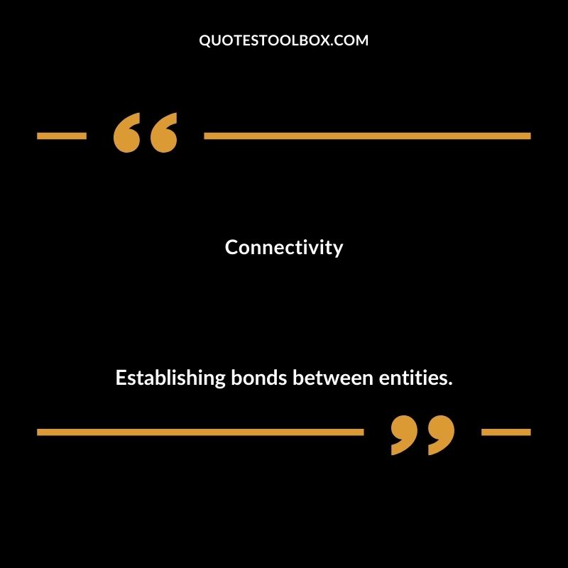 Connectivity Establishing bonds between entities.