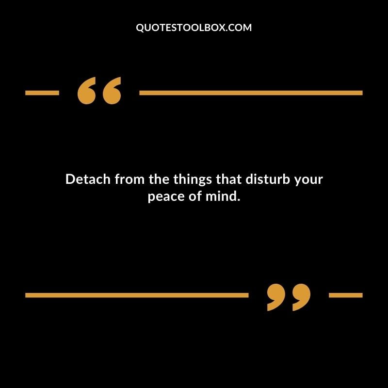 Detach from the things that disturb your peace of mind. Distance Yourself Quotes