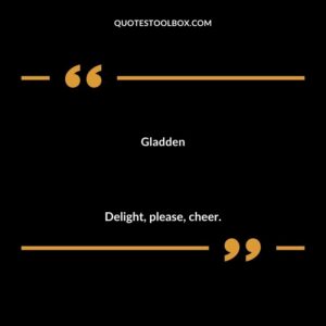 Gladden Delight please cheer.