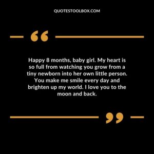 Happy 8 months, baby girl. My heart is so full from watching you grow from a tiny newborn into her own little person. You make me smile every day and brighten up my world. I love you to