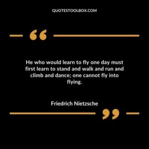 He who would learn to fly one day must first learn to stand and walk and run and climb and dance one cannot fly into flying.