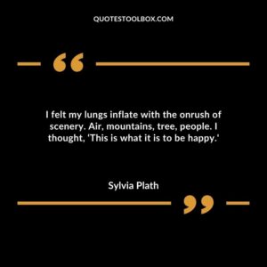 I felt my lungs inflate with the onrush of scenery. Air mountains tree people. I thought This is what it is to be happy.
