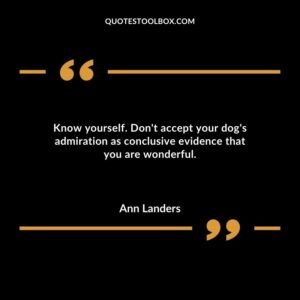 Know yourself. Dont accept your dogs admiration as conclusive evidence that you are wonderful.
