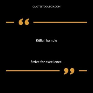 Kūlia i ka nu'u Strive for excellence.