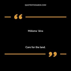 Mālama 'āina Care for the land.
