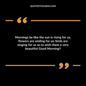 Mornings be like the sun is rising for us flowers are smiling for us birds are singing for us as to wish them a very beautiful Good Morning!!