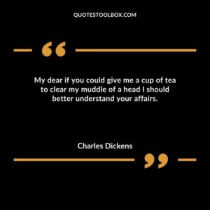 My dear if you could give me a cup of tea to clear my muddle of a head I should better understand your affairs.