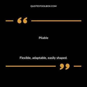 Pliable Flexible adaptable easily shaped.