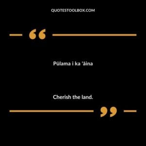 Pūlama i ka 'āina Cherish the land.