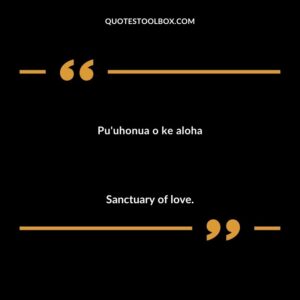 Puuhonua o ke aloha Sanctuary of love.