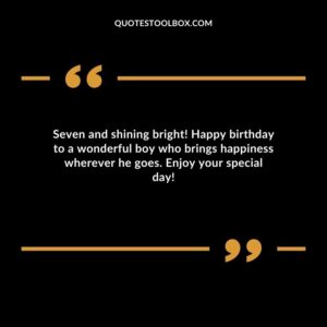 Seven and shining bright! Happy birthday to a wonderful boy who brings happiness wherever he goes. Enjoy your special day!