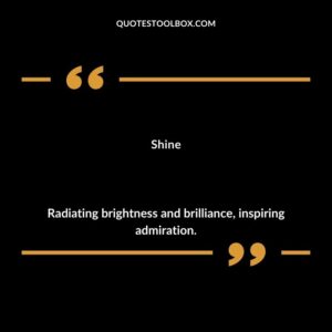 Shine Radiating brightness and brilliance inspiring admiration.