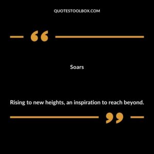 Soars Rising to new heights an inspiration to reach beyond.